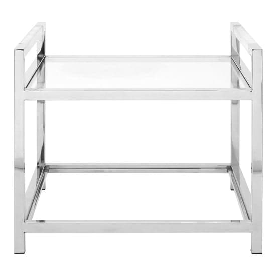 Sceptrum Square Clear Glass End Table With Silver Steel Frame_3