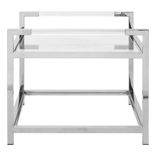Sceptrum Square Clear Glass End Table With Silver Steel Frame_4
