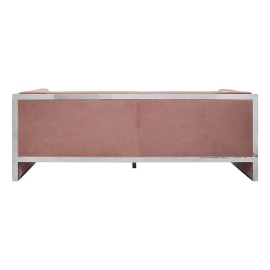 Sceptrum Velvet 3 Seater Sofa With Steel Frame In Pink_5
