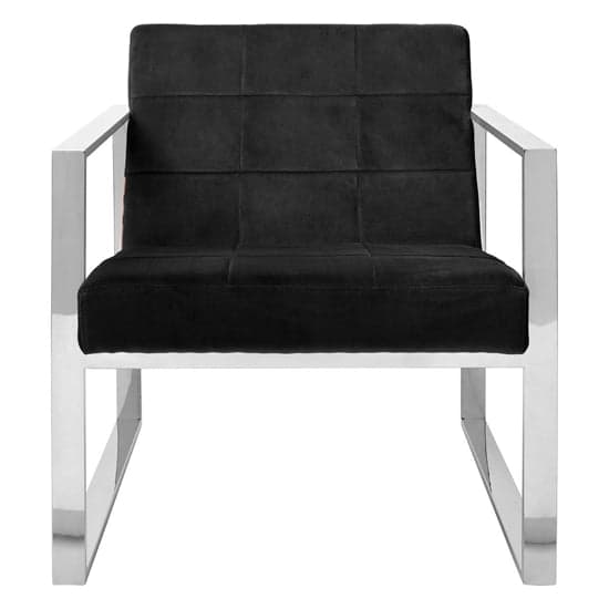 Sceptrum Velvet Lounge Chair With Steel Frame In Black_2
