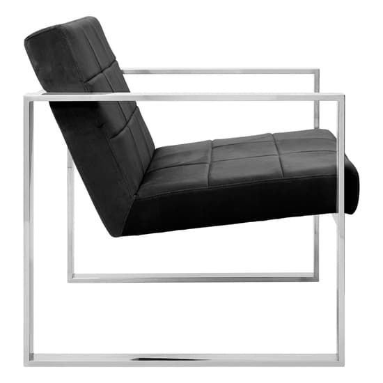 Sceptrum Velvet Lounge Chair With Steel Frame In Black_3