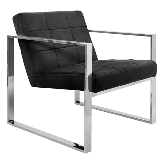 Sceptrum Velvet Lounge Chair With Steel Frame In Black_1