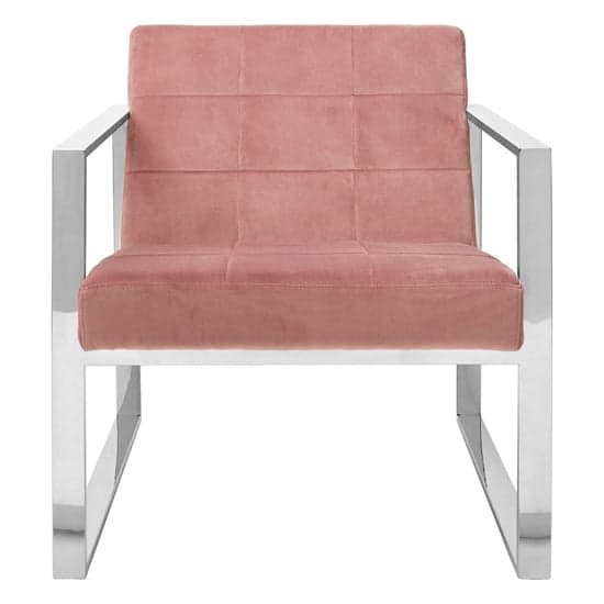 Sceptrum Velvet Lounge Chair With Steel Frame In Pink_2