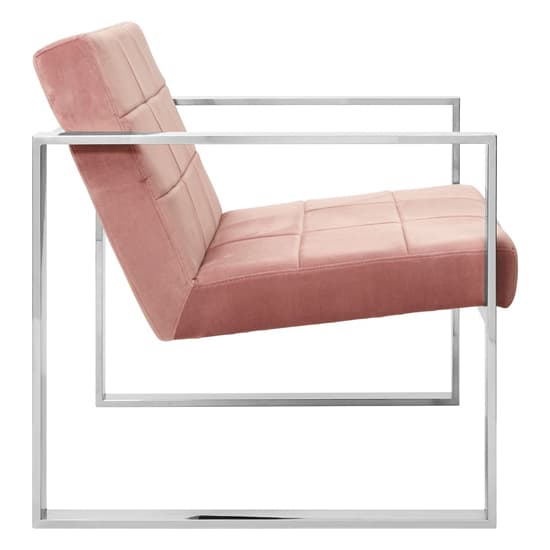 Sceptrum Velvet Lounge Chair With Steel Frame In Pink_3