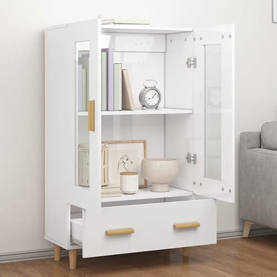 Scipo High Gloss Highboard With 2 Doors 1 Drawers In White_2
