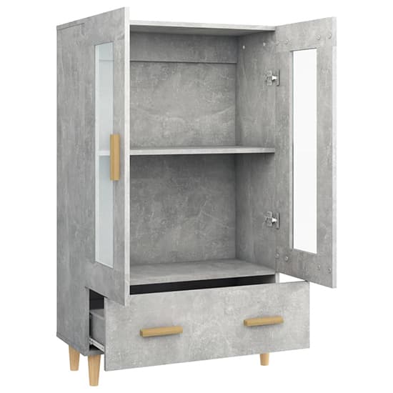 Scipo Wooden Highboard With 2 Doors 1 Drawers In Concrete Effect_5