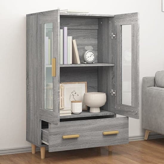 Scipo Wooden Highboard With 2 Doors 1 Drawers In Grey Sonoma Oak_2