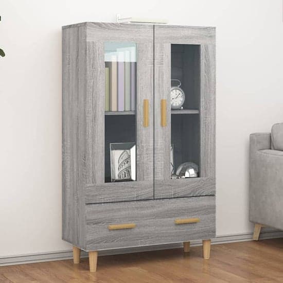 Scipo Wooden Highboard With 2 Doors 1 Drawers In Grey Sonoma Oak_1
