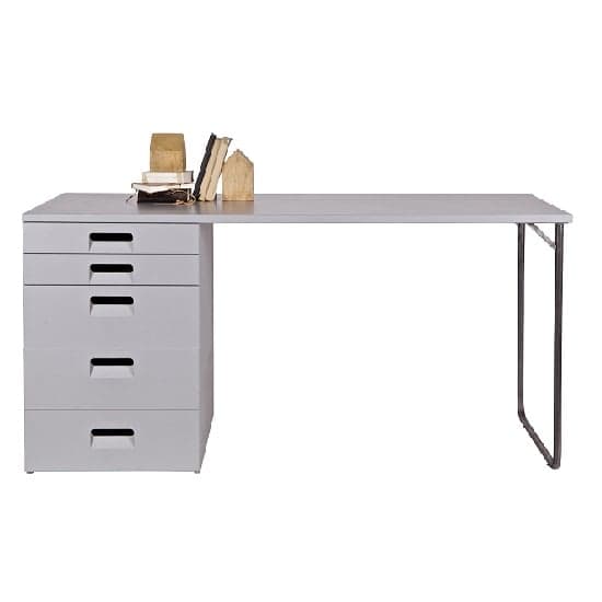 Starc Computer Desk In Grey Pine With 3 Drawers and 1 Door_2