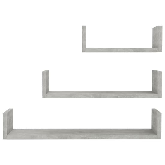 Scotia Set Of 3 Wooden Wall Display Shelf In Concrete Effect_3