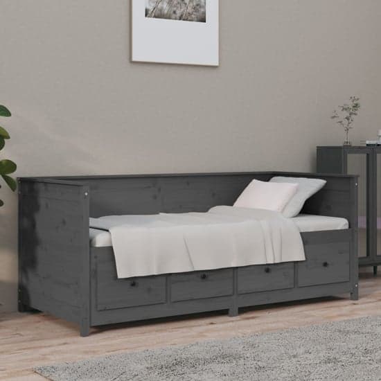 Seath Pine Wood Single Day Bed In Grey_1