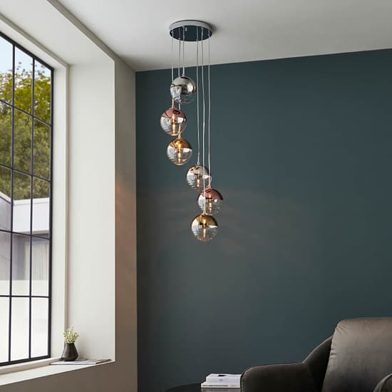 Seattle 6 Lights Ceiling Pendant Light In Polished Chrome_4