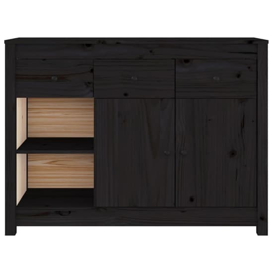 Secia Pinewood Sideboard With 2 Doors 3 Drawers In Black_4