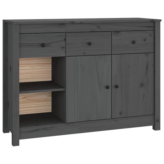 Secia Pinewood Sideboard With 2 Doors 3 Drawers In Grey_3