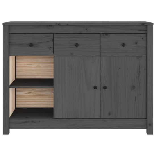 Secia Pinewood Sideboard With 2 Doors 3 Drawers In Grey_4