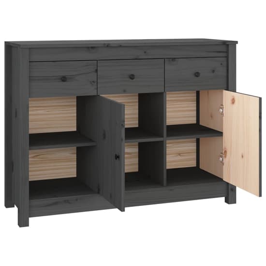Secia Pinewood Sideboard With 2 Doors 3 Drawers In Grey_5