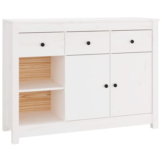 Secia Pinewood Sideboard With 2 Doors 3 Drawers In White_3