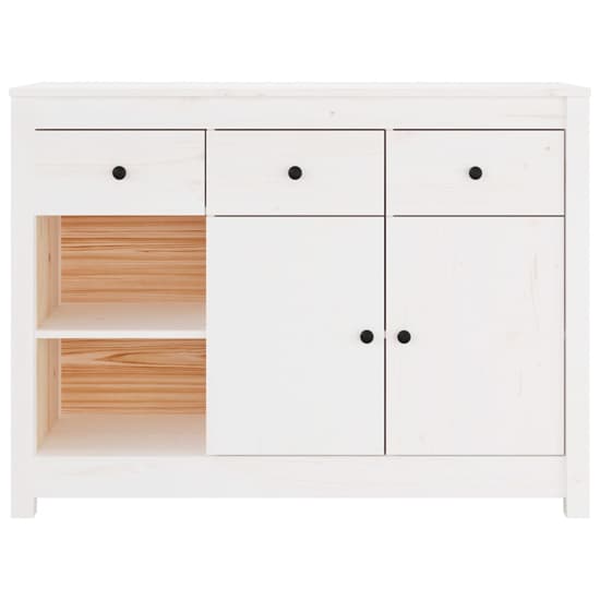 Secia Pinewood Sideboard With 2 Doors 3 Drawers In White_4