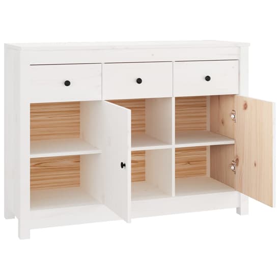 Secia Pinewood Sideboard With 2 Doors 3 Drawers In White_5