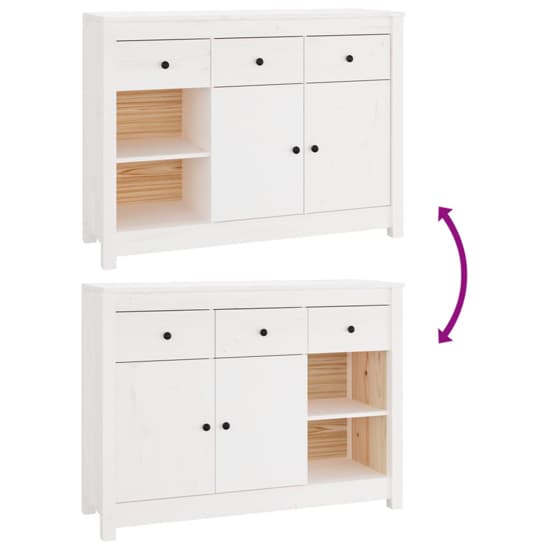 Secia Pinewood Sideboard With 2 Doors 3 Drawers In White_6