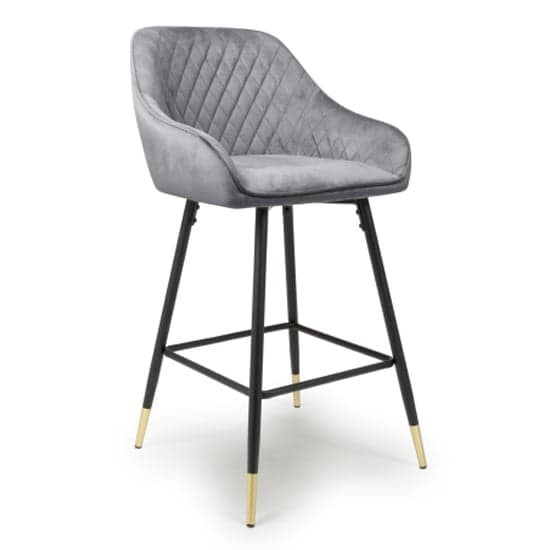 Sedona Grey Brushed Velvet Bar Chairs In Pair_2