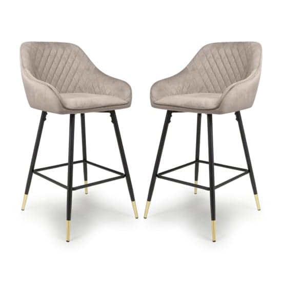 Sedona Mink Brushed Velvet Bar Chairs In Pair_1