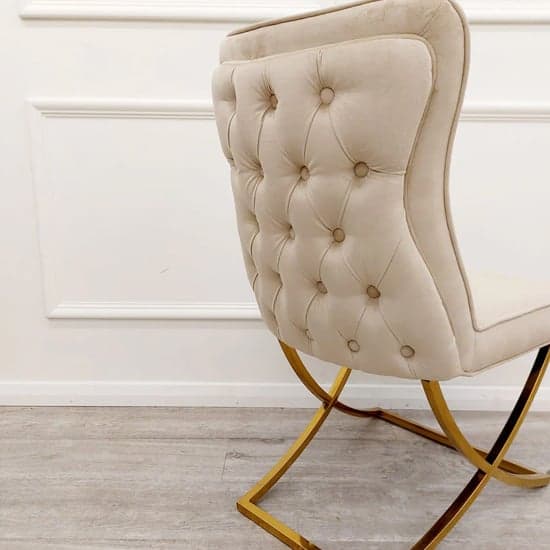 Sedro Cappuccino Velvet Dining Chairs With Gold Legs In Pair_2