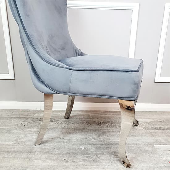 Sedro Dark Grey Velvet Dining Chairs With Straight Legs In Pair_2