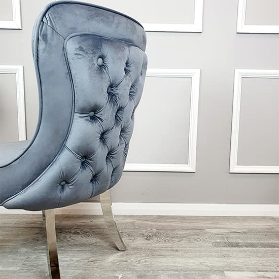 Sedro Dark Grey Velvet Dining Chairs With Straight Legs In Pair_3