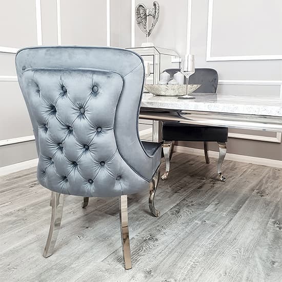 Sedro Dark Grey Velvet Dining Chairs With Straight Legs In Pair_4