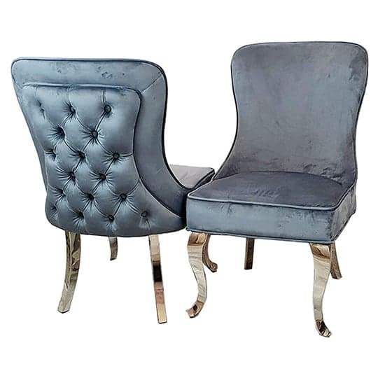Sedro Dark Grey Velvet Dining Chairs With Straight Legs In Pair_1