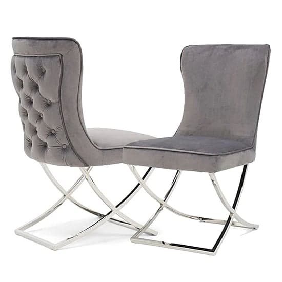 Sedro Dark Grey Velvet Dining Chairs With X Cross Legs In Pair_1