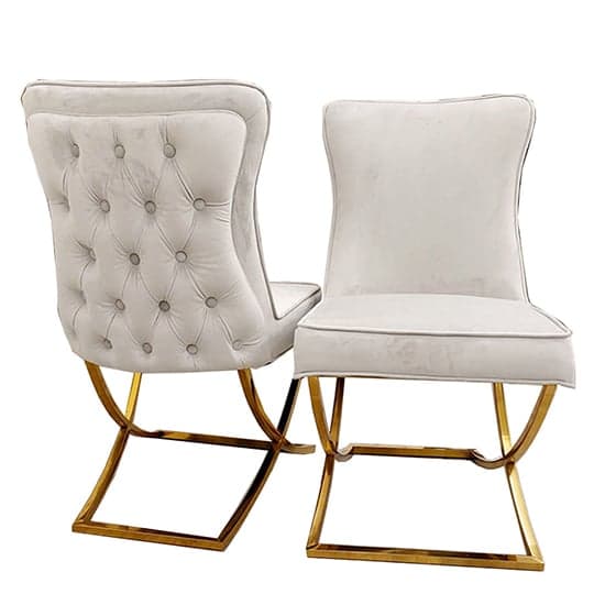 Sedro Light Grey Velvet Dining Chairs With Gold Legs In Pair_1