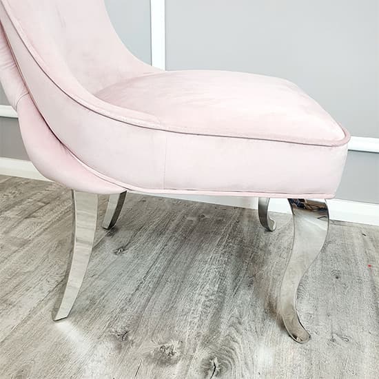 Sedro Pink Velvet Dining Chairs With Straight Legs In Pair_3