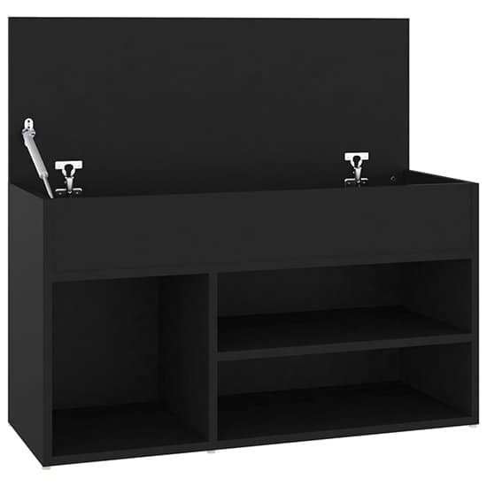 Seim Wooden Shoe Storage Bench With 2 Shelves In Black_5