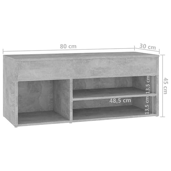 Seim Wooden Shoe Storage Bench With 2 Shelves In Concrete Effect_6