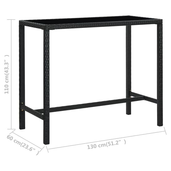 Selah 130cm Glass Top Bar Table With Poly Rattan Frame In Black_4