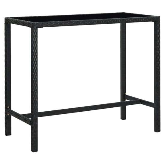 Selah 130cm Glass Top Bar Table With Poly Rattan Frame In Black_1