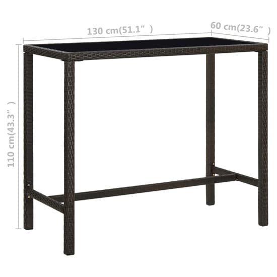 Selah 130cm Glass Top Bar Table With Poly Rattan Frame In Brown_4