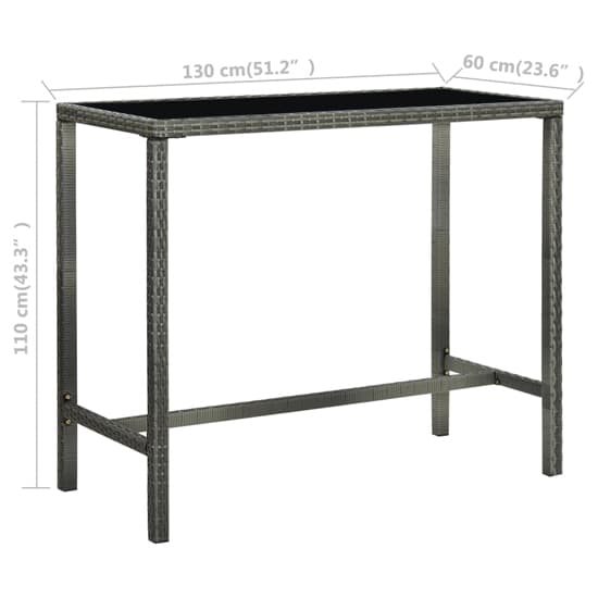 Selah 130cm Glass Top Bar Table With Poly Rattan Frame In Grey_4