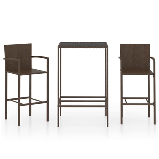 Selah Small Glass Top Bar Table With 2 Bar Chairs In Brown_2