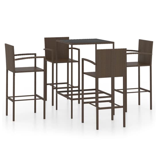 Selah Small Glass Top Bar Table With 4 Bar Chairs In Brown_2