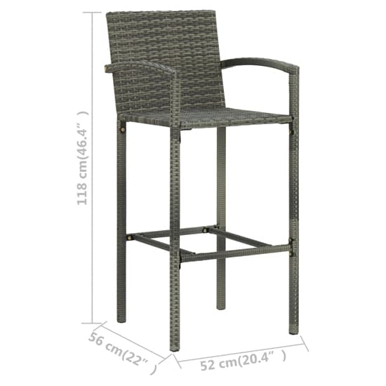 Selah Small Glass Top Bar Table With 4 Bar Chairs In Grey_6