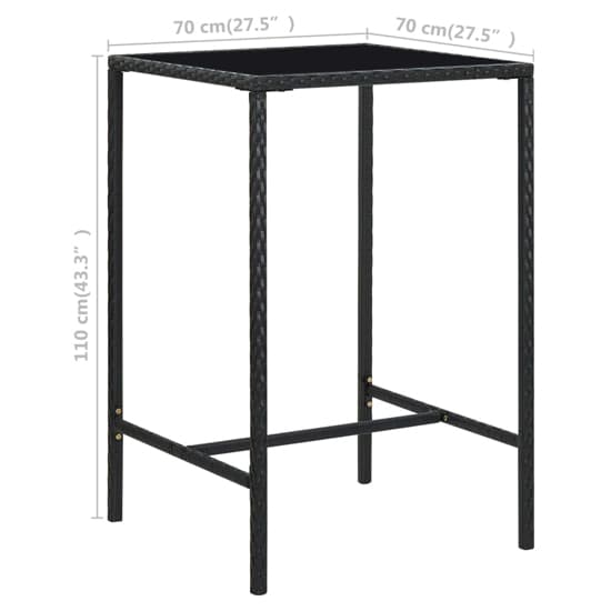 Selah 70cm Glass Top Bar Table With Poly Rattan Frame In Black_4