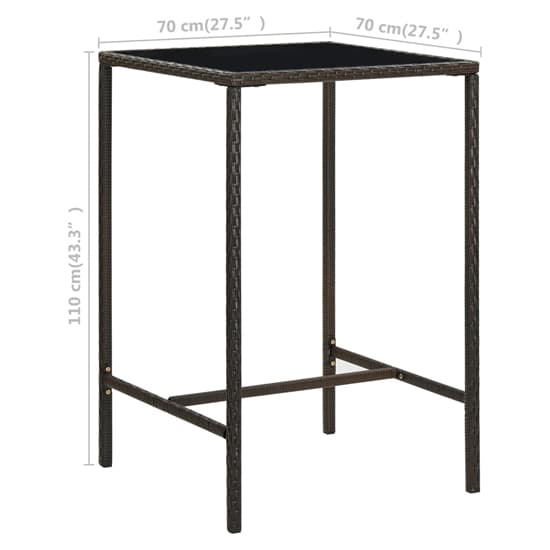 Selah 70cm Glass Top Bar Table With Poly Rattan Frame In Brown_4