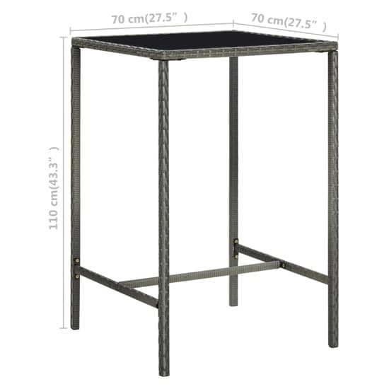 Selah 70cm Glass Top Bar Table With Poly Rattan Frame In Grey_4