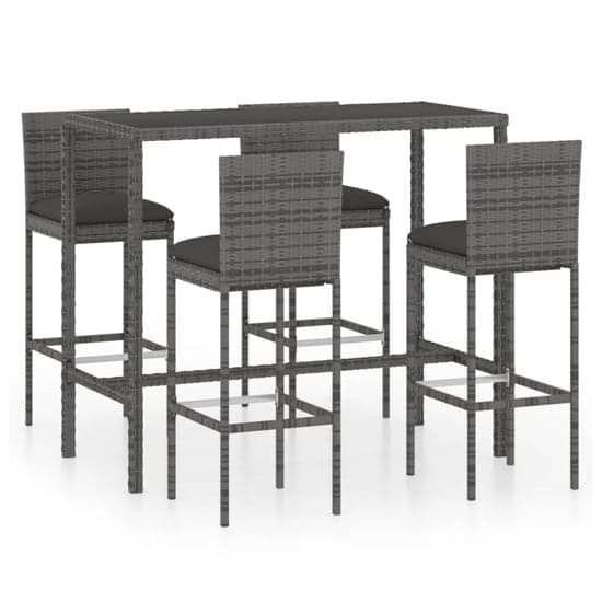 Selah Large Glass Top Bar Table With 4 Audriana Chairs In Grey_1