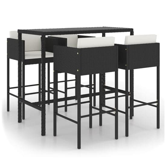 Selah Large Glass Top Bar Table With 4 Avyanna Chairs In Black_2