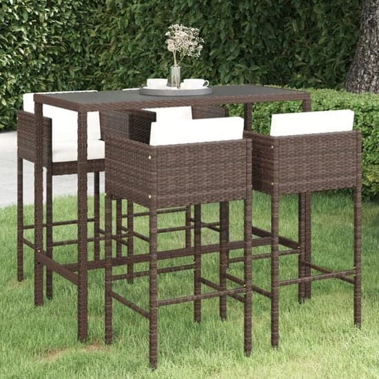Selah Large Glass Top Bar Table With 4 Avyanna Chairs In Brown_1