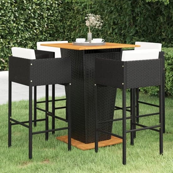 Selah Large Wooden Top Bar Table With 4 Avyanna Chairs In Black_1